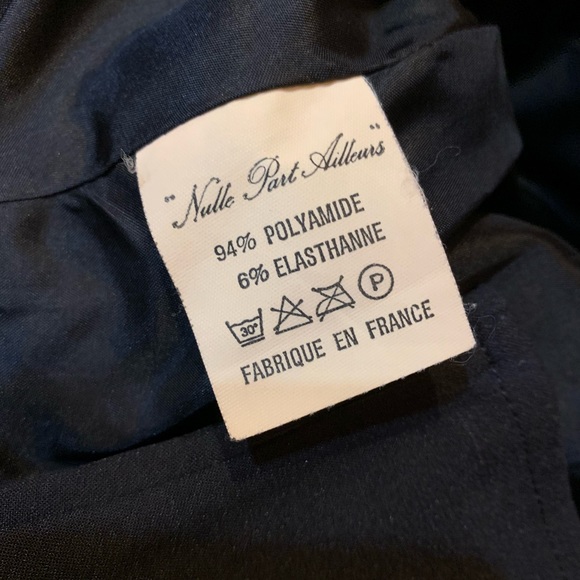 NULLE PART AILLEURS BAUDURET PARIS 1980s ICONIC TUXEDO ELASTIC JACKET SKIRT SET - Picture 5 of 6